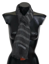 Missoni Gray Striped Wool Unisex Neck Wrap Fringes Scarf -   -  Missoni.